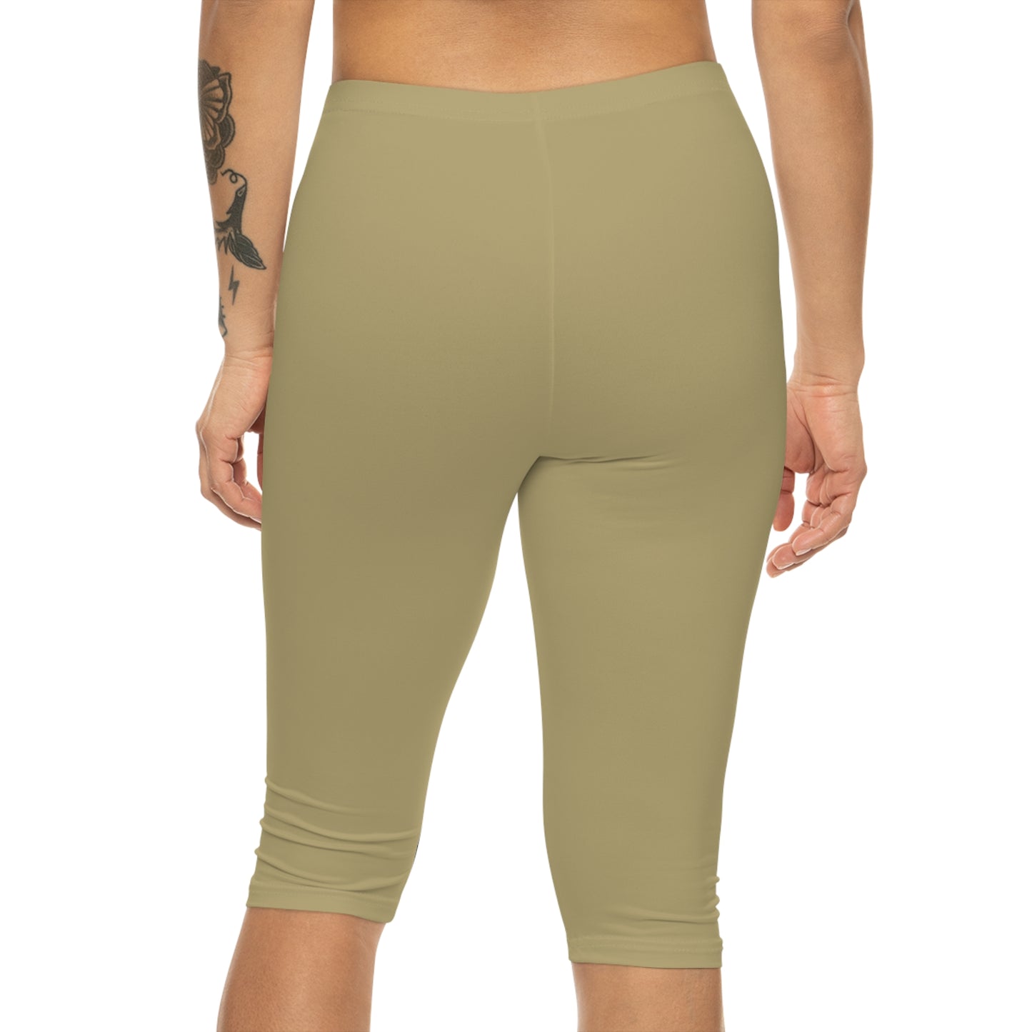 Summer Sand Color Women's Brushed Suede Poly Span Casual Capri Leggings XS-2XL