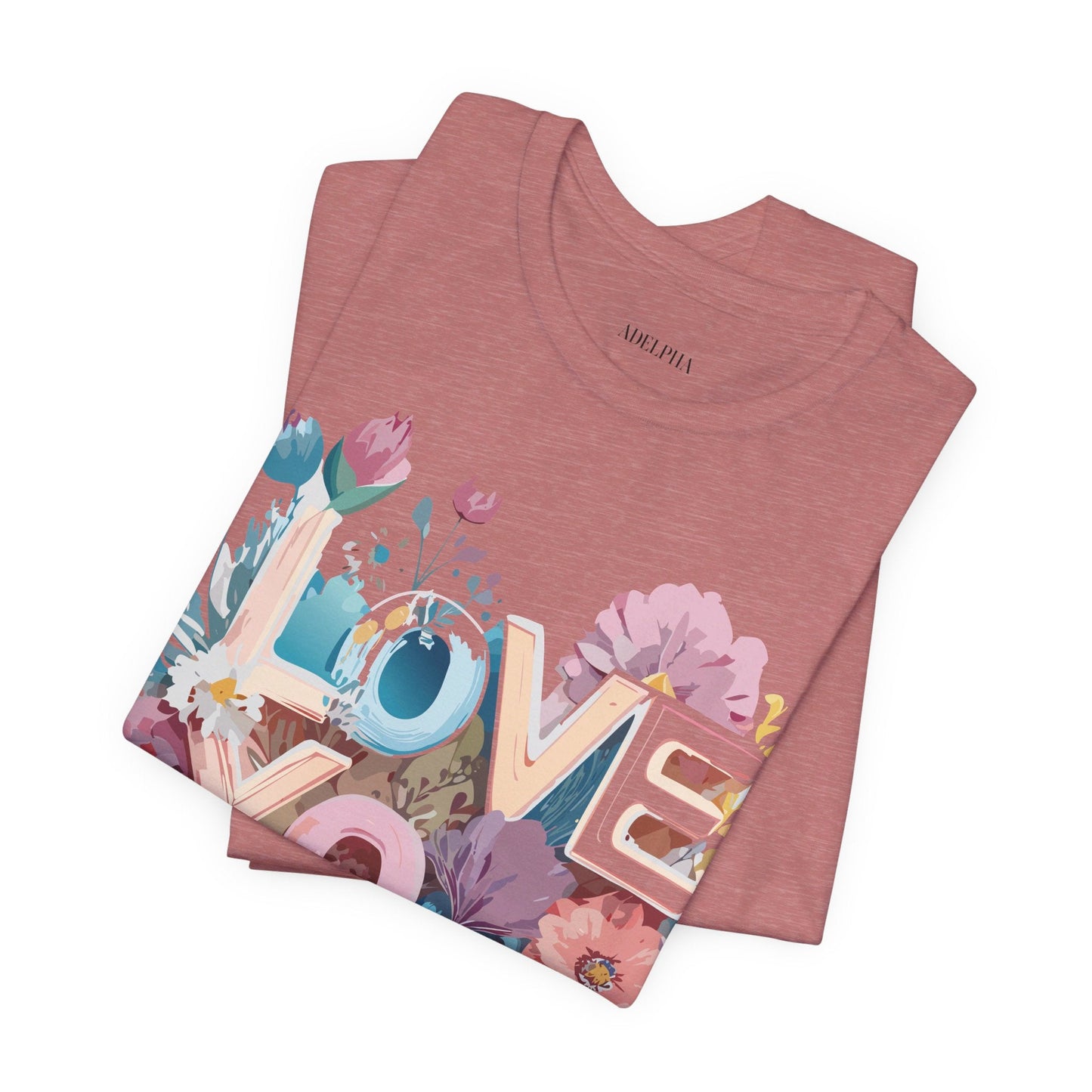 Valentine Day Graphic Unisex 100 Cotton Vintage Artwork with Love and Flower Design Tee 37