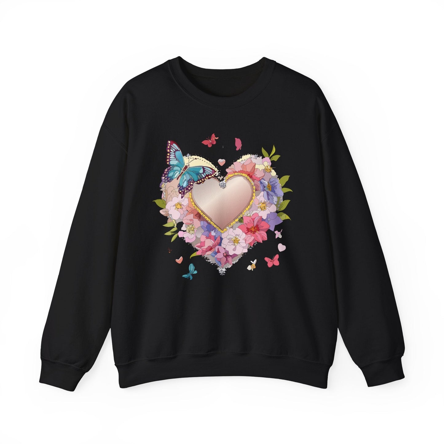 Unisex Floral Heart Sweatshirt Floral Love Sweatshirt Valentines Day Sweatshirt Heart Floral Design