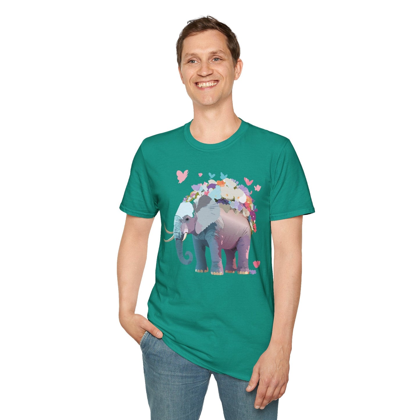 Elephant Graphic T Shirt Unisex Cotton Softstyle Tee Gildan 64000 Elephant Design For Animal Lovers