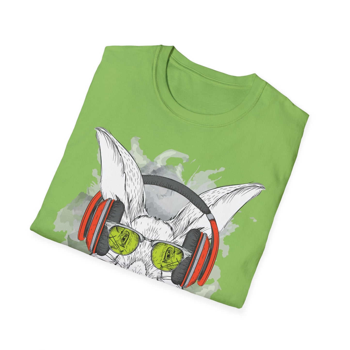 I Love Music Animals Shirt With Headphones Unisex Softstyle Tee 100 Percent Ring Spun Cotton