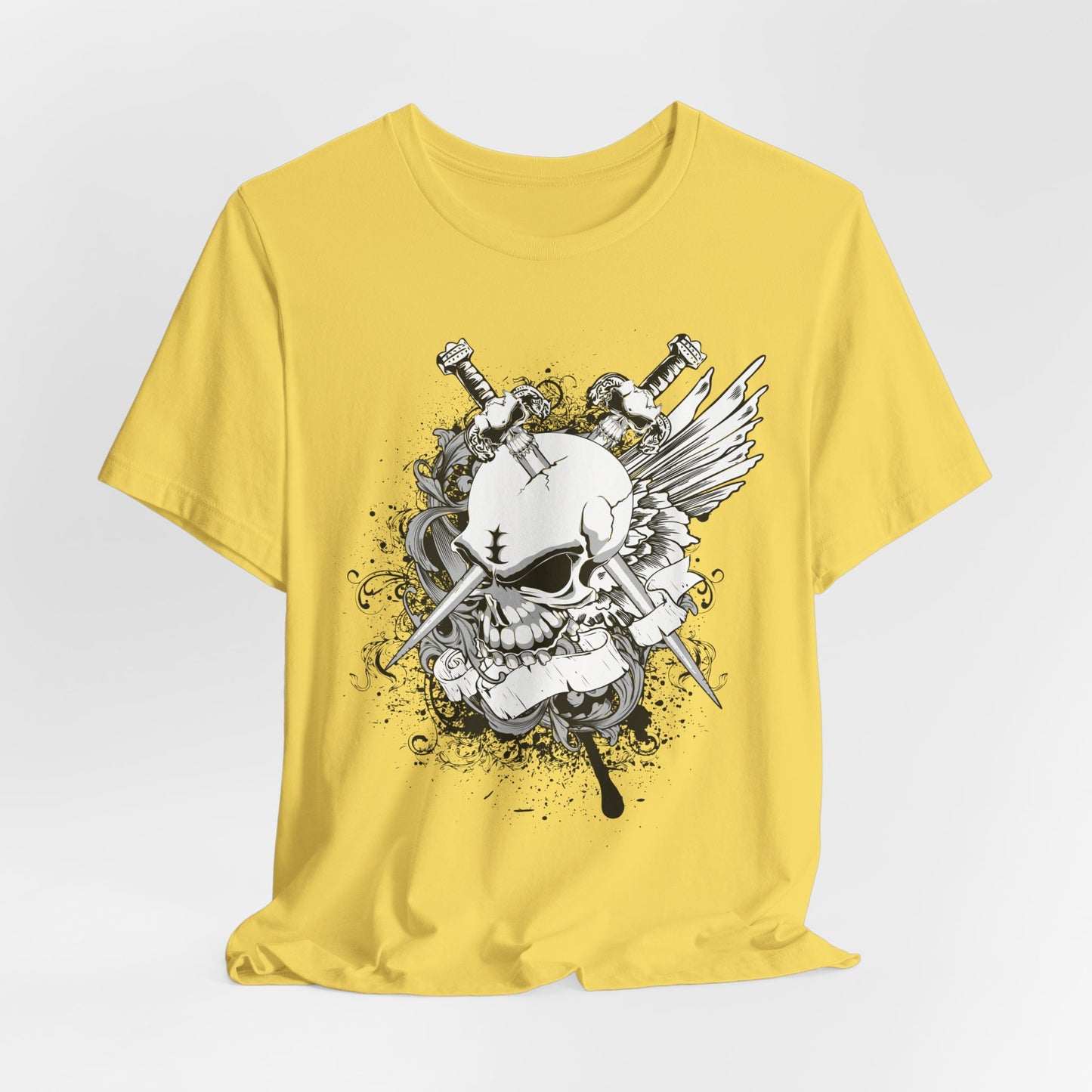 Dagger Skull Graphic Design Tee, Skull Shirt, Vintage Tees, Art Design T-Shirt, Vintage Graphic Tee, Art Shirts with Skulls