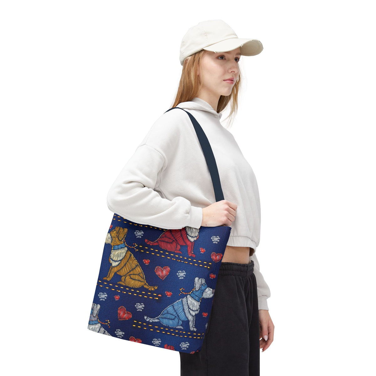 Love Day Graphic Design Denim Fabric Imitation Print Unisex Canvas Bag POLY 3 Sizes Tote Bag 201-14
