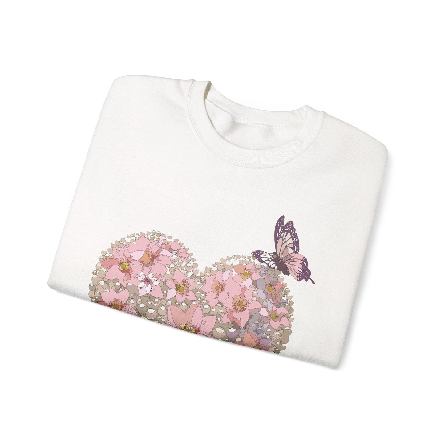 Unisex Floral Heart Sweatshirt Floral Love Valentines Day Gildan 18000 Heavy Blend Crewneck