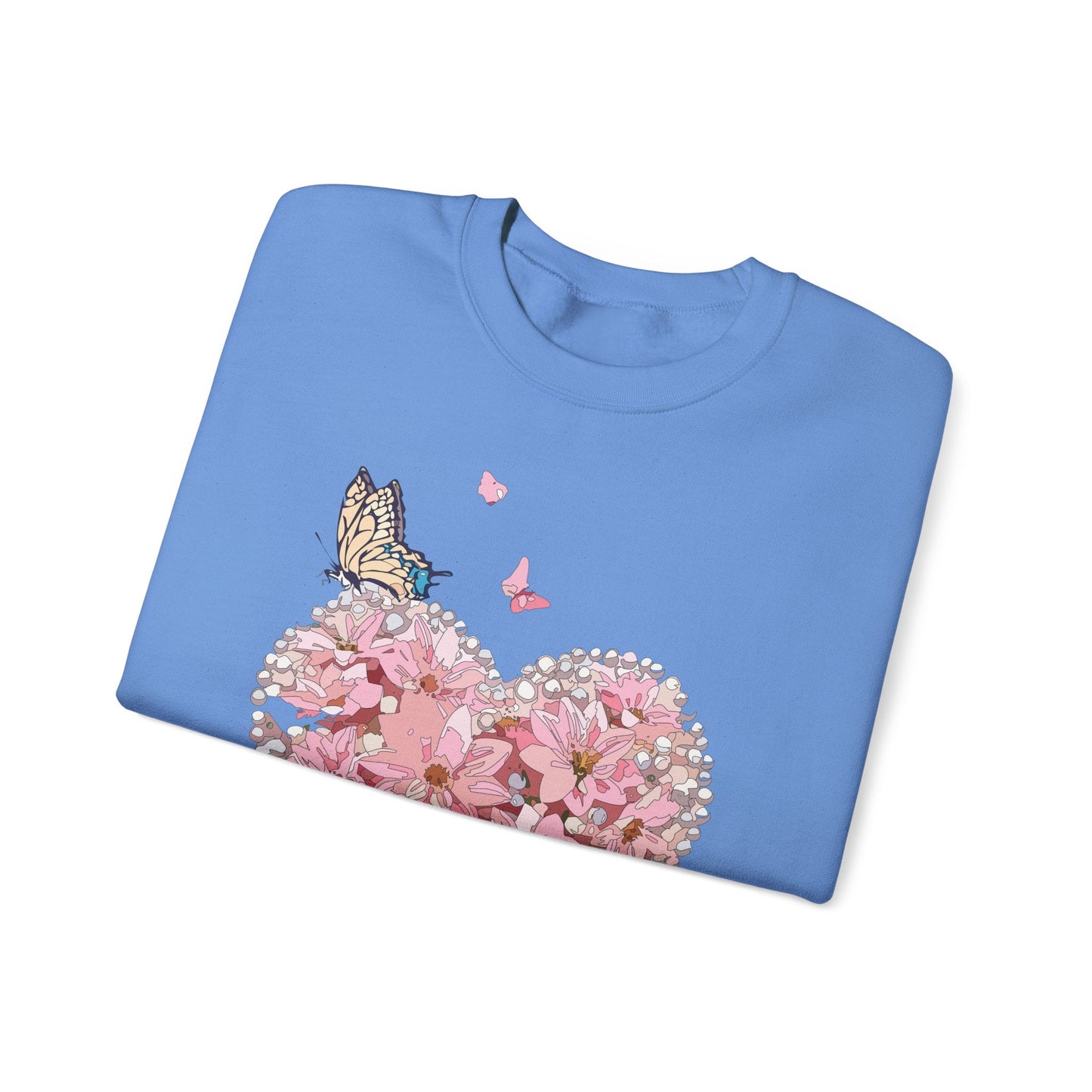 Unisex Floral Heart Sweatshirt with Love Floral Design for Valentines Day Gift Idea