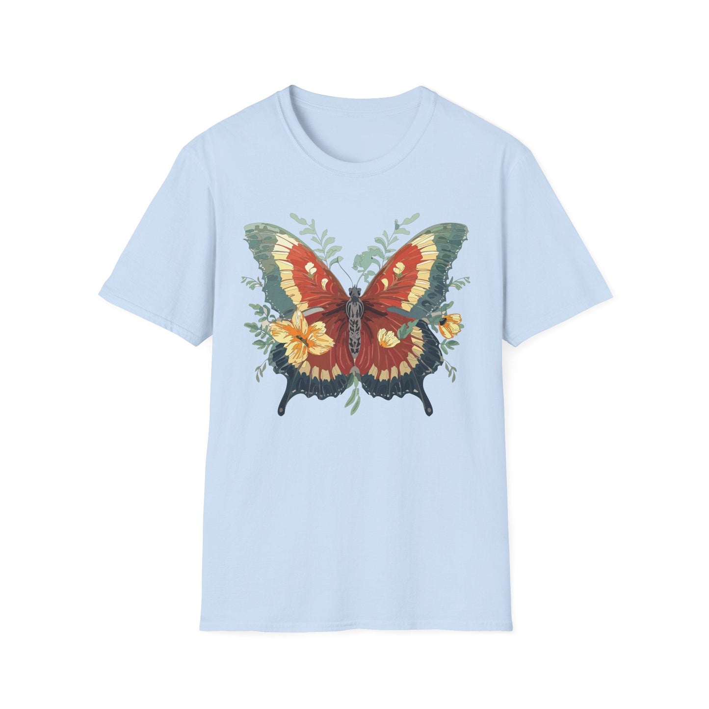 Butterfly T Shirt Unisex Gildan Softstyle 64000 Comfort Monarch Design 100 Percent Cotton