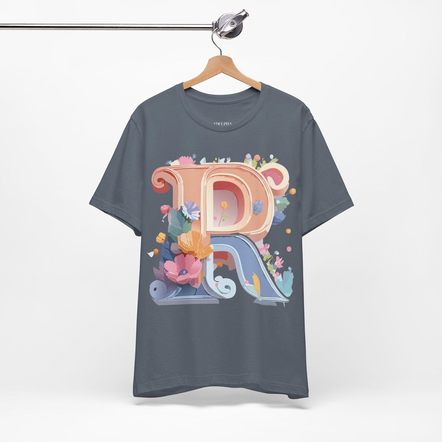 Letter R Shirt Unisex Graphic Tee Premium Cotton Vintage Inspired Art By Adelpha Short Sleeve
