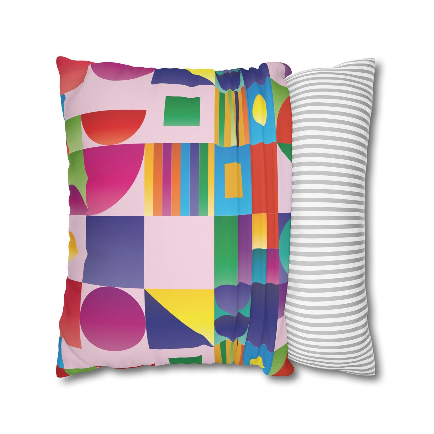 Faux Suede Pillowcase with Abstract print