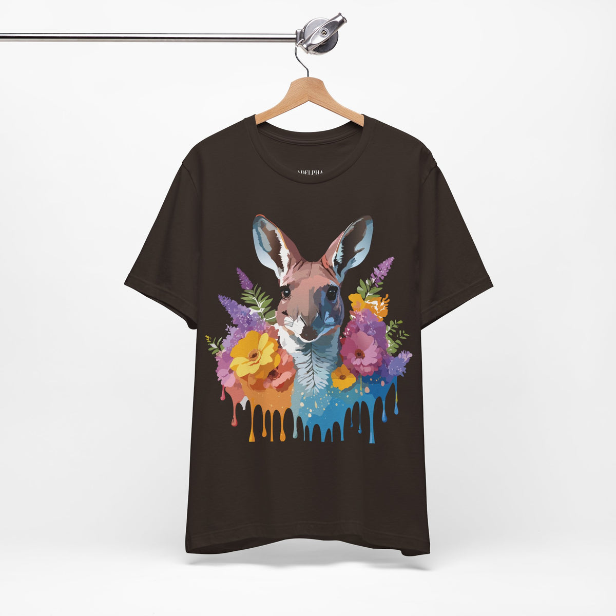 Kangaroo Graphic Unisex Cotton Bella+Canvas Tee with Art Animal Design e37