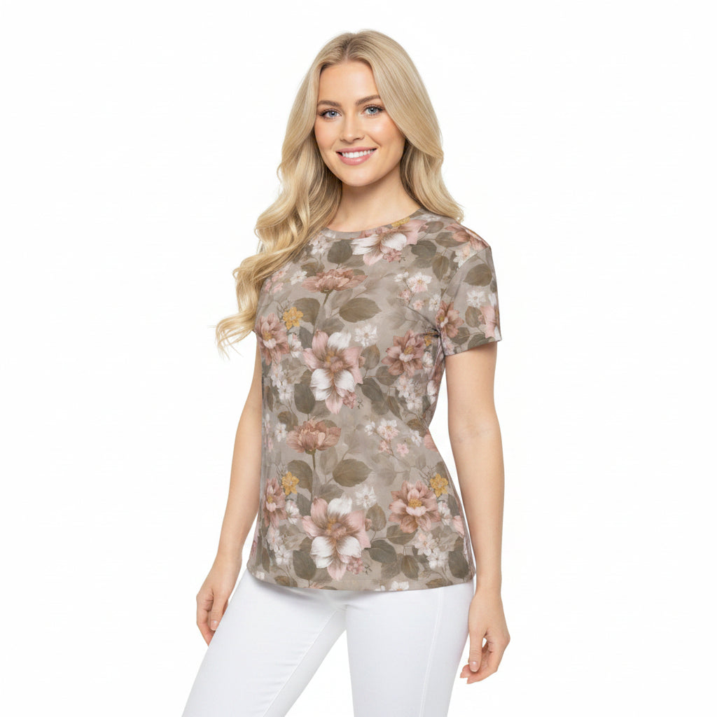 Women Poly Shirt with Floral Print F310