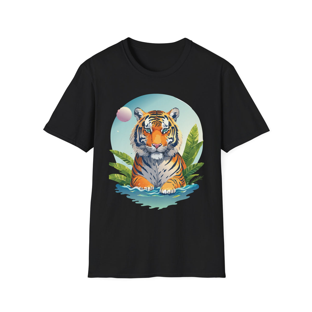 Retro Tiger Illustration T-Shirt | Vintage Sunset Jungle Art