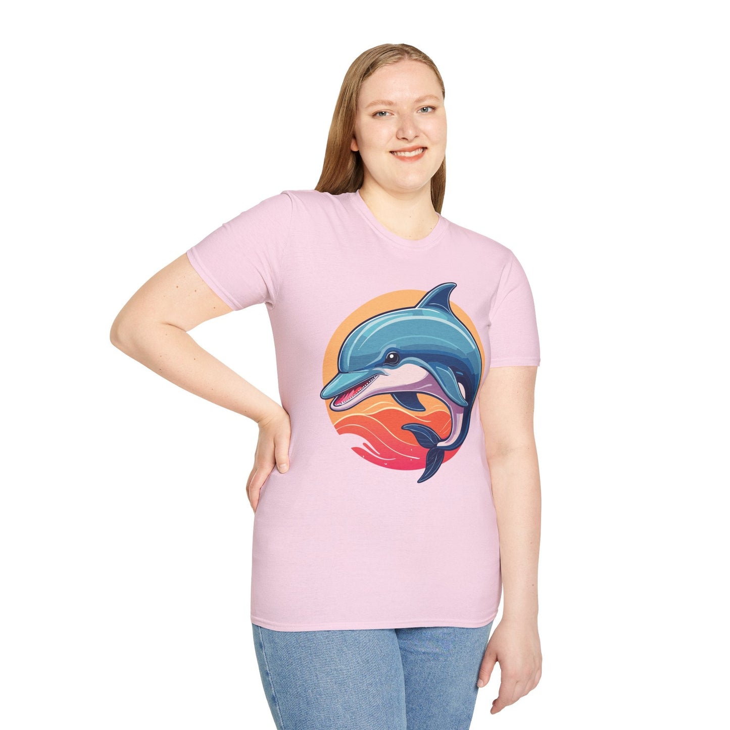 Unisex Dolphin Shirt Gildan Softstyle 64000 Tee 100 Percent Ring Spun Cotton Breathable Comfort