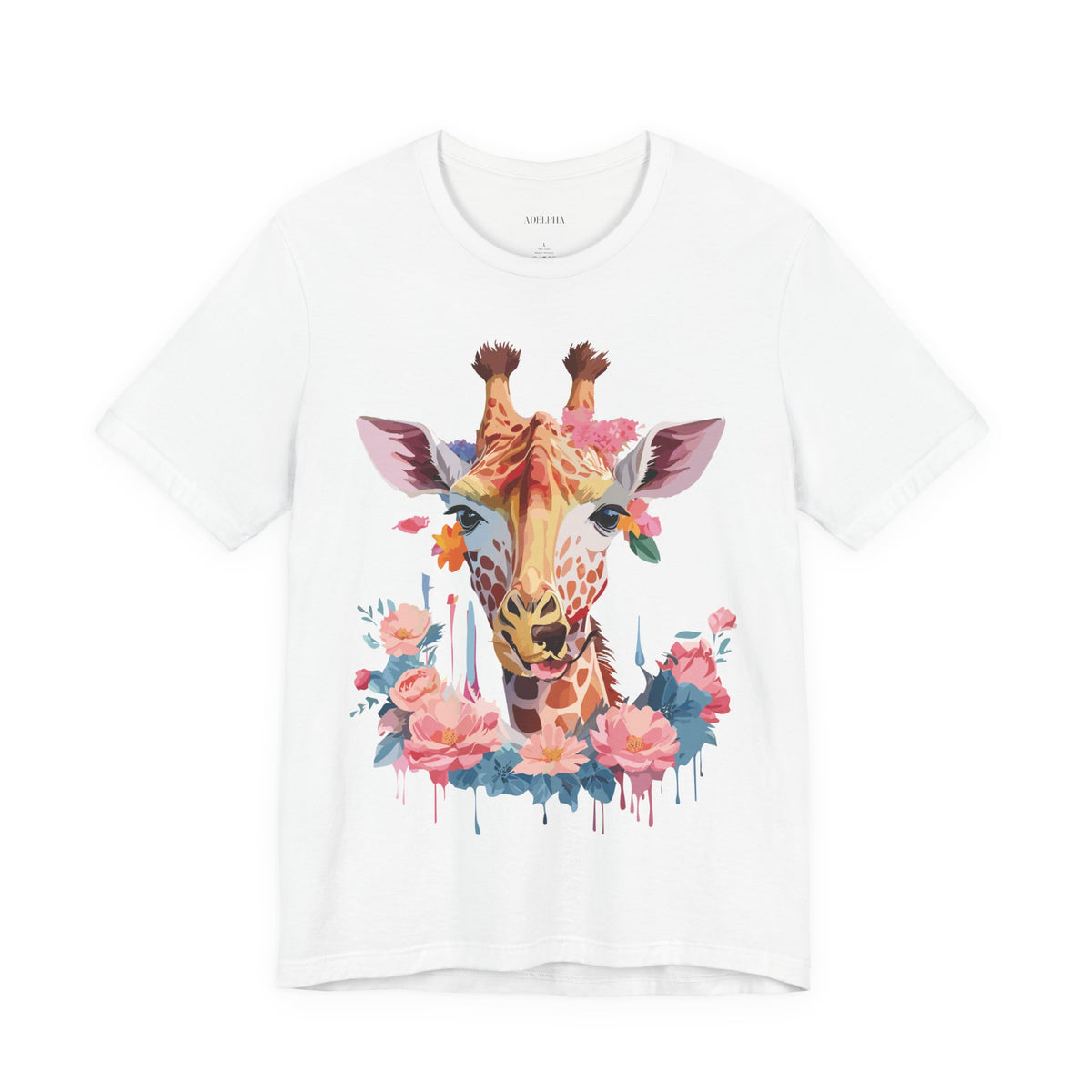 Giraffe Graphic Unisex Cotton Bella+Canvas Tee with Art Animal Design e22