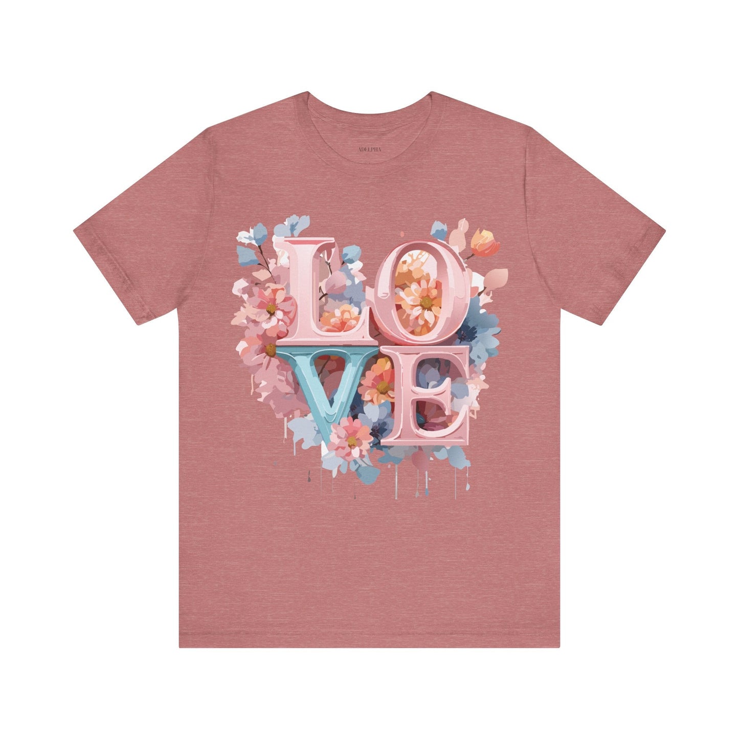 Valentine Day Graphic Unisex 100 Cotton Vintage Artwork with Love and Flower Design Tee 57