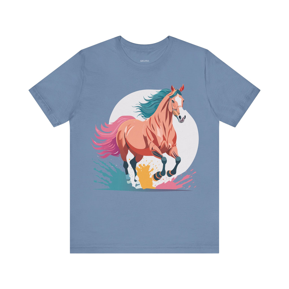 Horse Graphic Unisex Cotton Bella+Canvas Tee with Art Animal Design e24