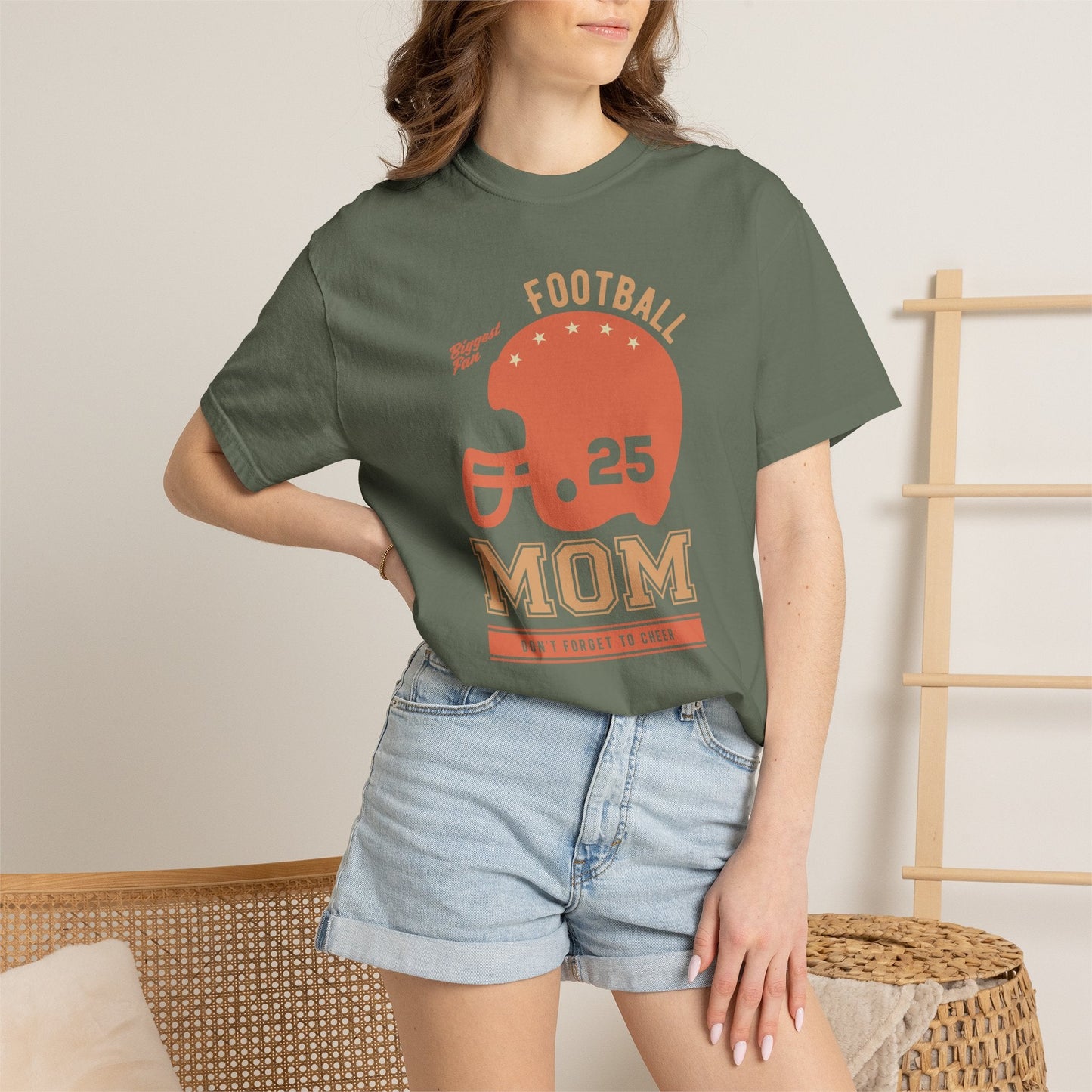 Football Mom T-shirt Mother's Day Mama Tee Unisex Comfort Colors Garment-Dyed Cotton h43