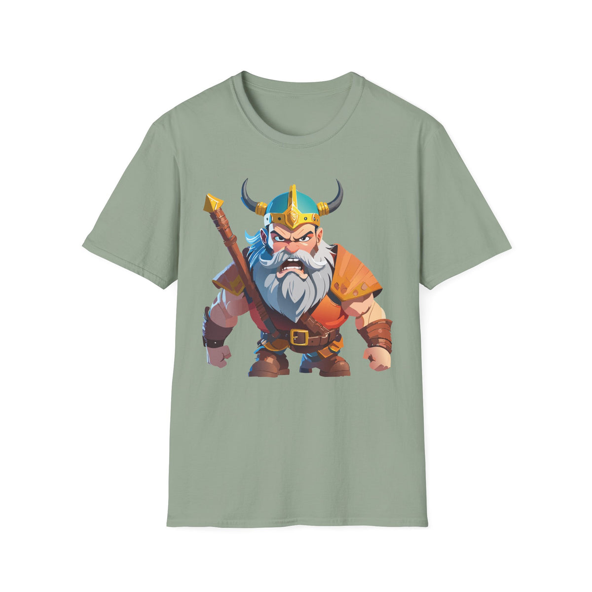 Angry Viking Warrior T-Shirt | Cartoon Norse Helmet Axe