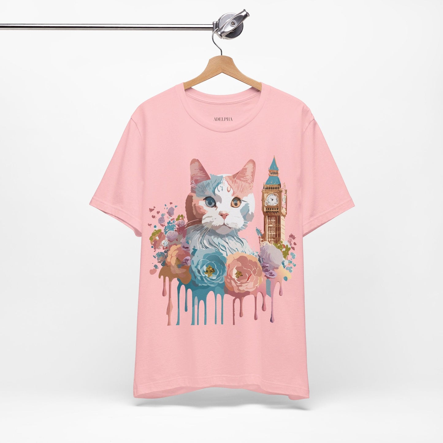 Unisex Cat Graphic Tee With Short Sleeve Vintage Inspired Art Adelpha