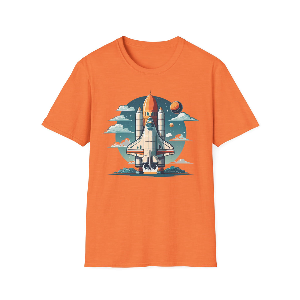 Retro Space Shuttle Illustration T-Shirt | Rocket Launch Graphic Design Unisex 100 Cotton Gildan T-Shirt