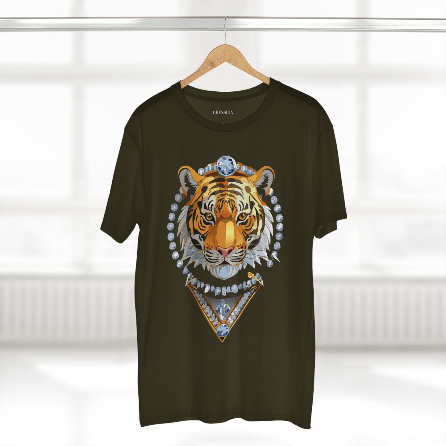 Tiger Graphic Unisex 100 Cotton Tee With Unique Animal Golden Medallion Art Design 5