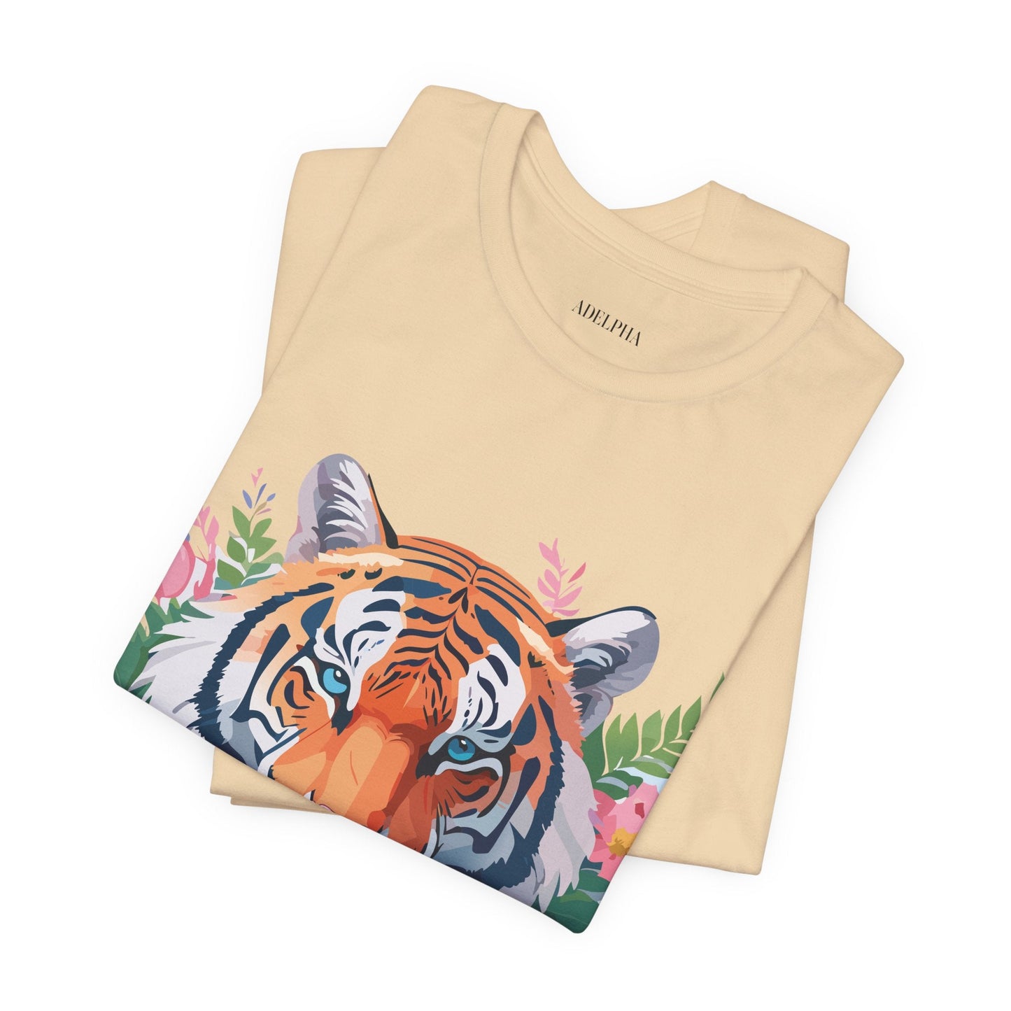 Tiger Graphic Tee Unisex Short Sleeve Shirt With Vintage Inspired Artwork By Adelpha
