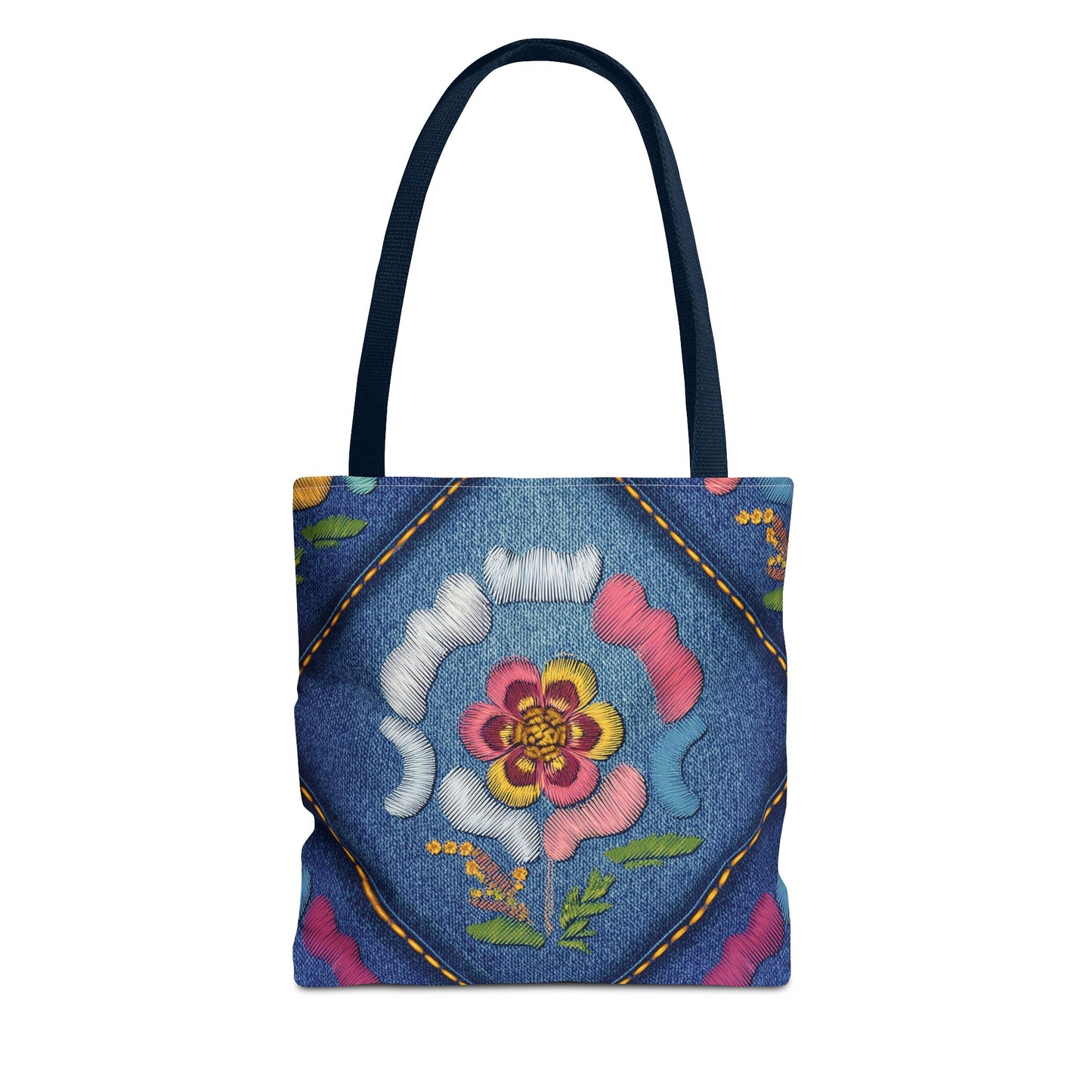 Denim Fabric Imitation Print Unisex Canvas Bag Poly Spun 3 Sizes Tote Bag 159-4