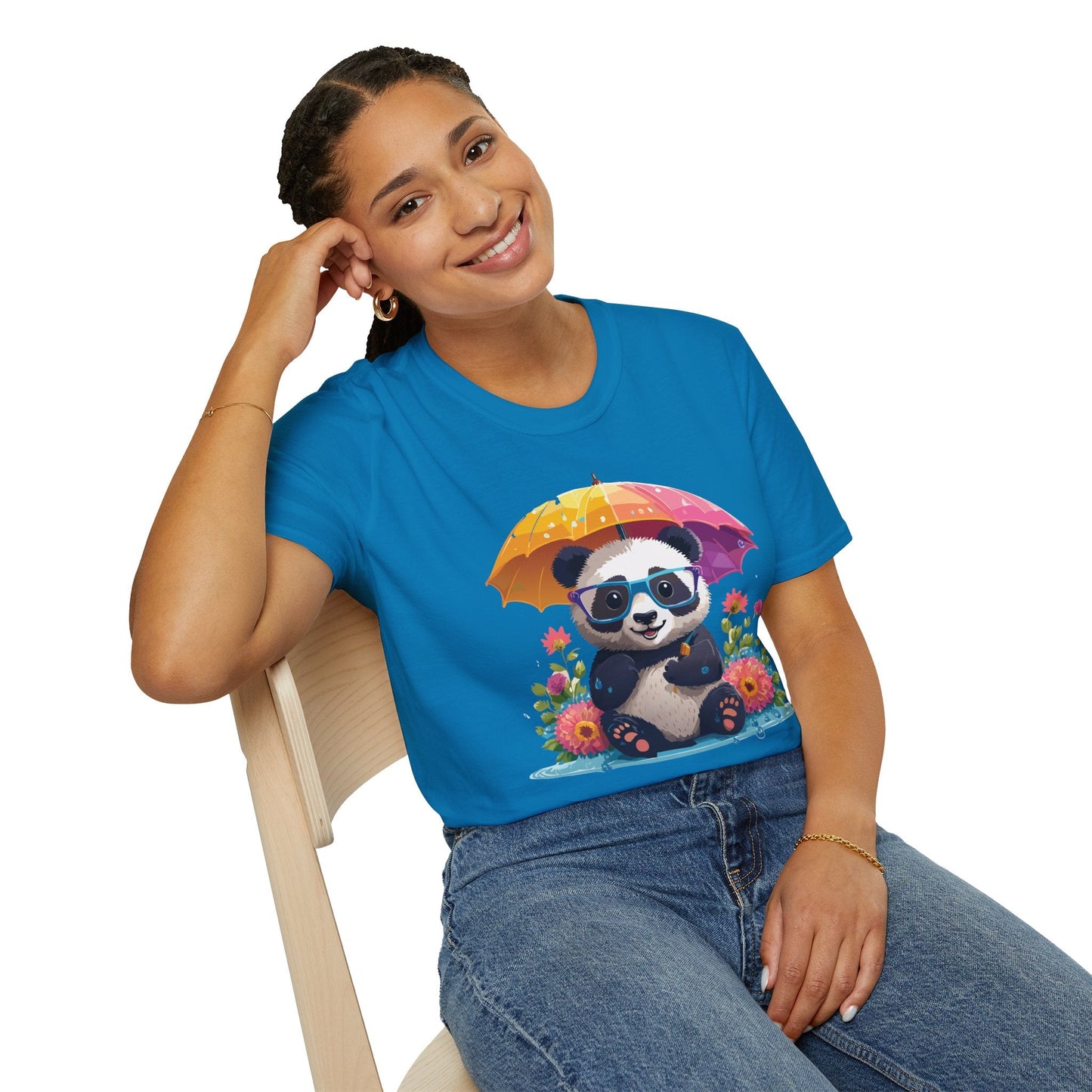 Unisex Panda Shirt Softstyle Tee 100 Percent Ring Spun Cotton Comfortable Animal Tee