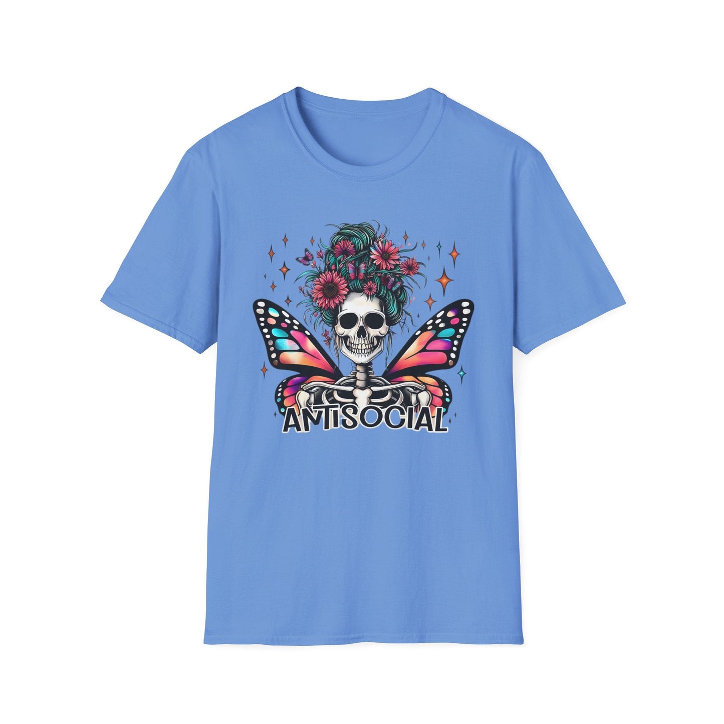 Unisex Skull Graphic Tee Shirt Short Sleeve Skeleton Gildan Softstyle 64000 100 Ring Spun Cotton