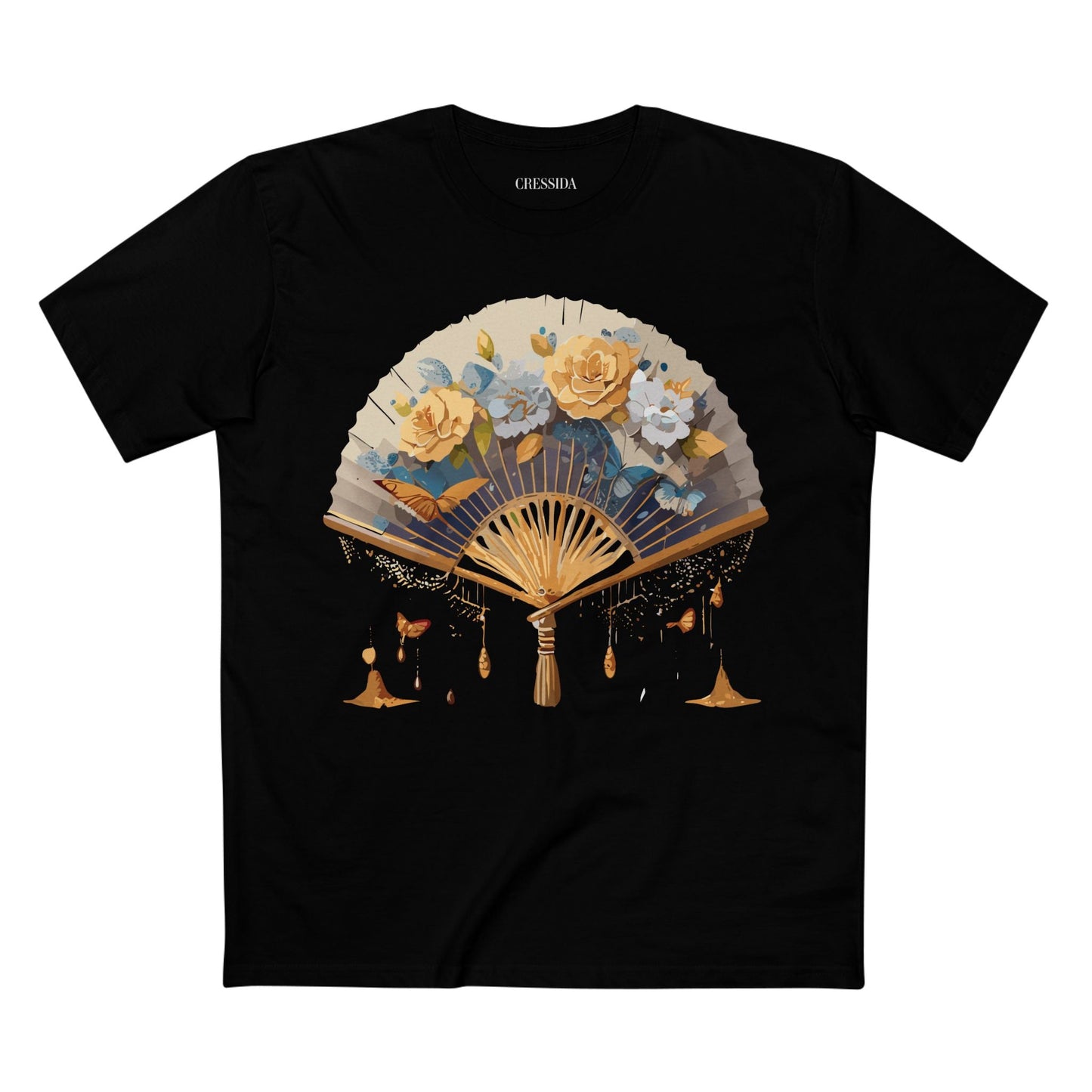 Antique Fan Graphic Design T-Shirt Unisex 100 Cotton Floral Carnival Artwork Tee 2