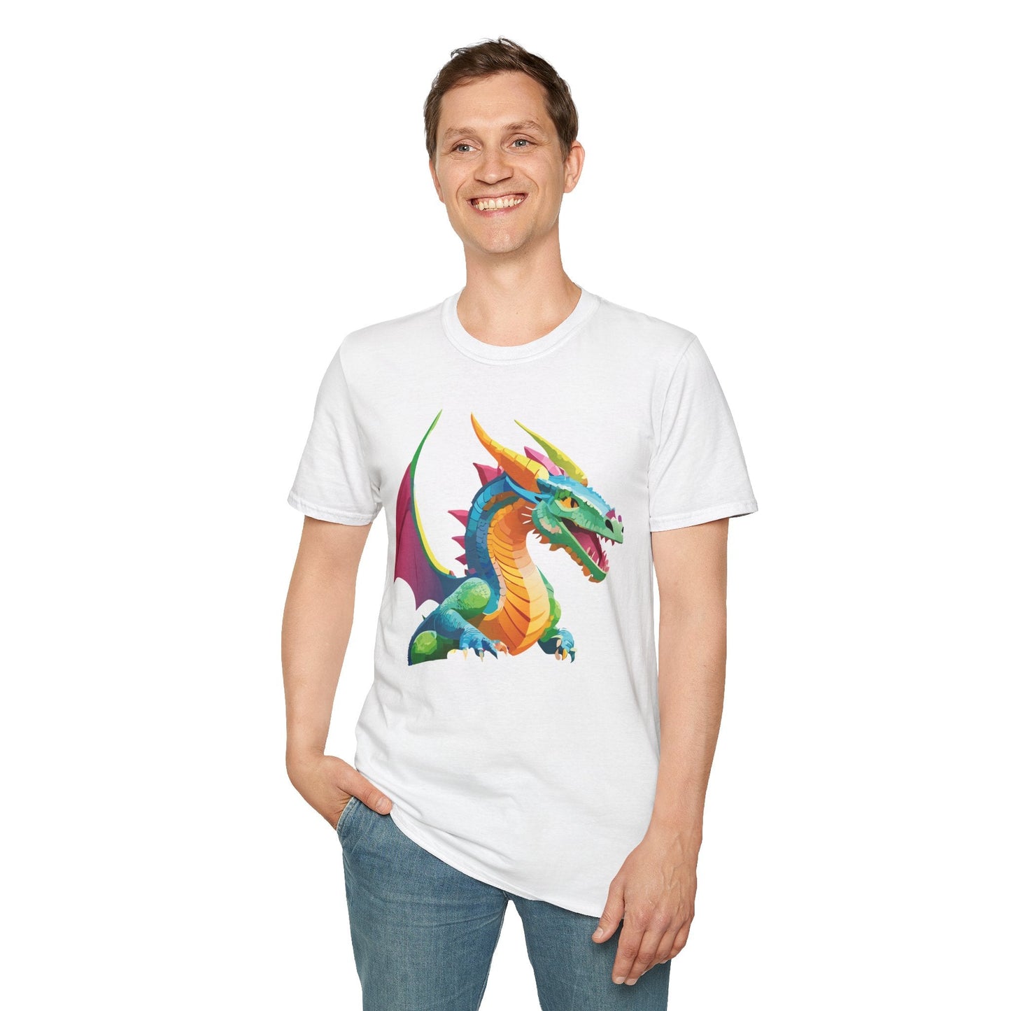 Unisex Dragon Graphic Tee Softstyle Short Sleeve T Shirt Made From Ring Spun Cotton