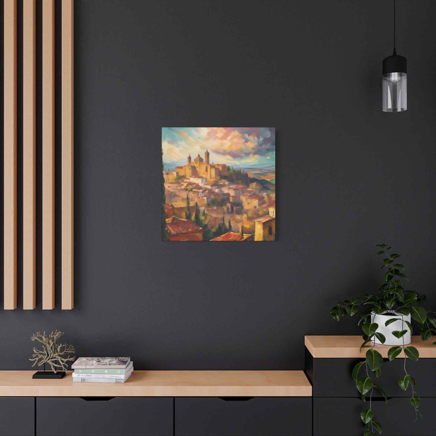 Spanish City Print Canvas, Oil Paint Print 20x20, 24x24, 30x30, 32x32, 36x36 Art Design Print Pine-Wood Inner Frame MC-58