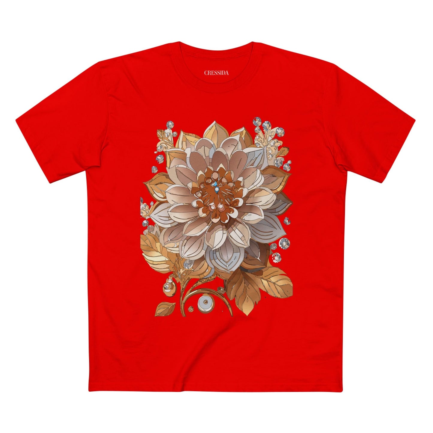 Floral Graphic T-Shirt Unisex 100 Cotton Art Design with Antique Flowers Tee 1
