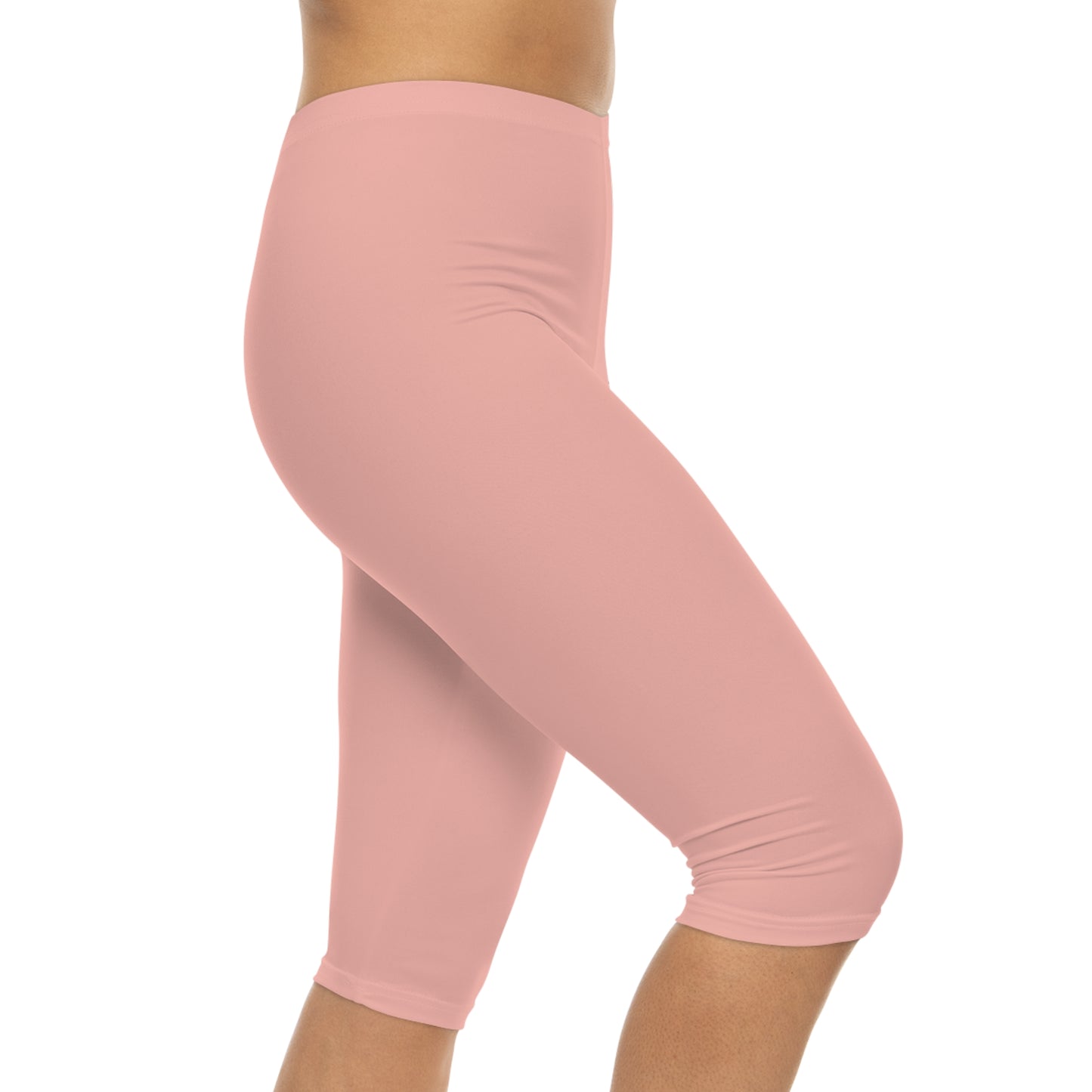 Powder Blush Color Women's Brushed Suede Poly Span Casual Capri Leggings XS-2XL