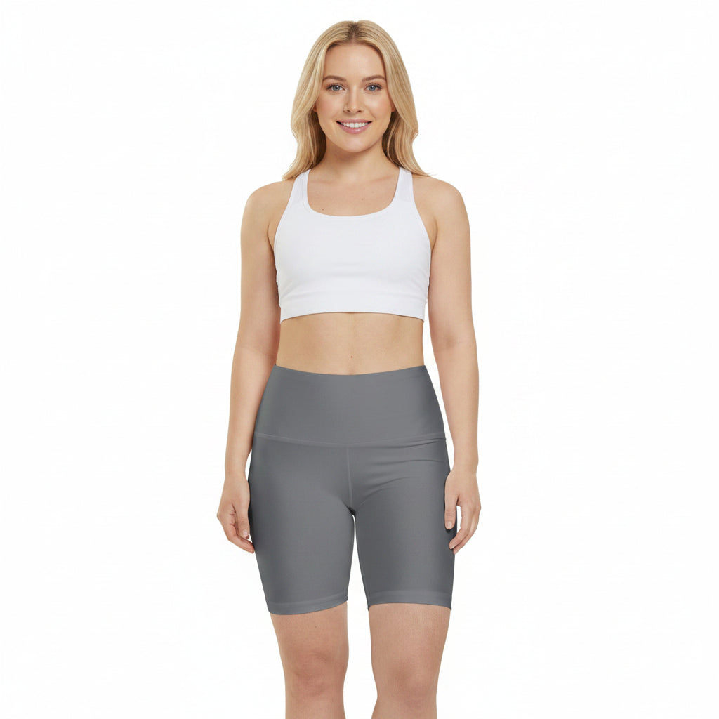 Grey Women's Grey High-Waist Workout Shorts – Performance Biker Shorts