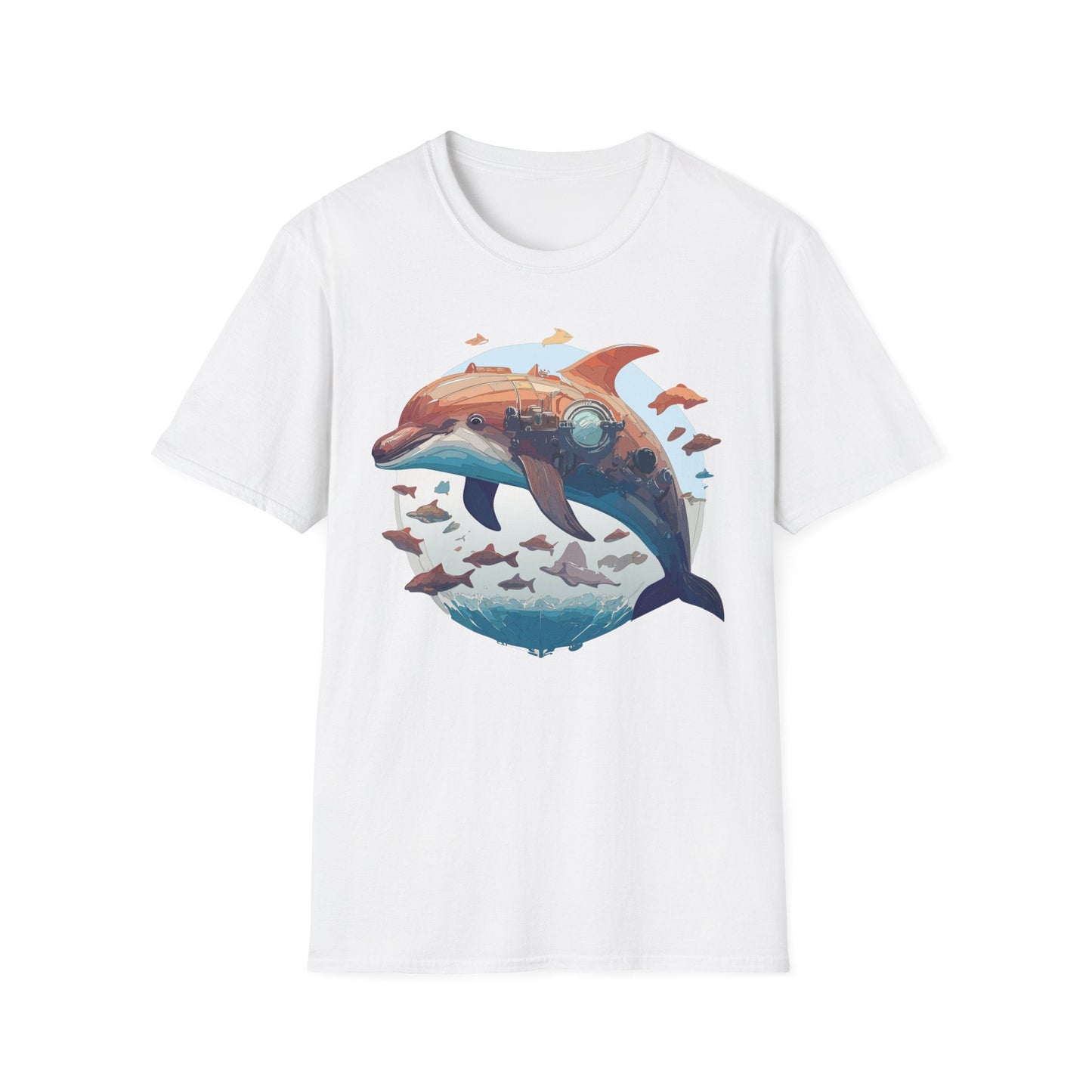 Unisex Dolphin Shirt Softstyle Tee Gildan 64000 Ring Spun Cotton Animal Graphic Design