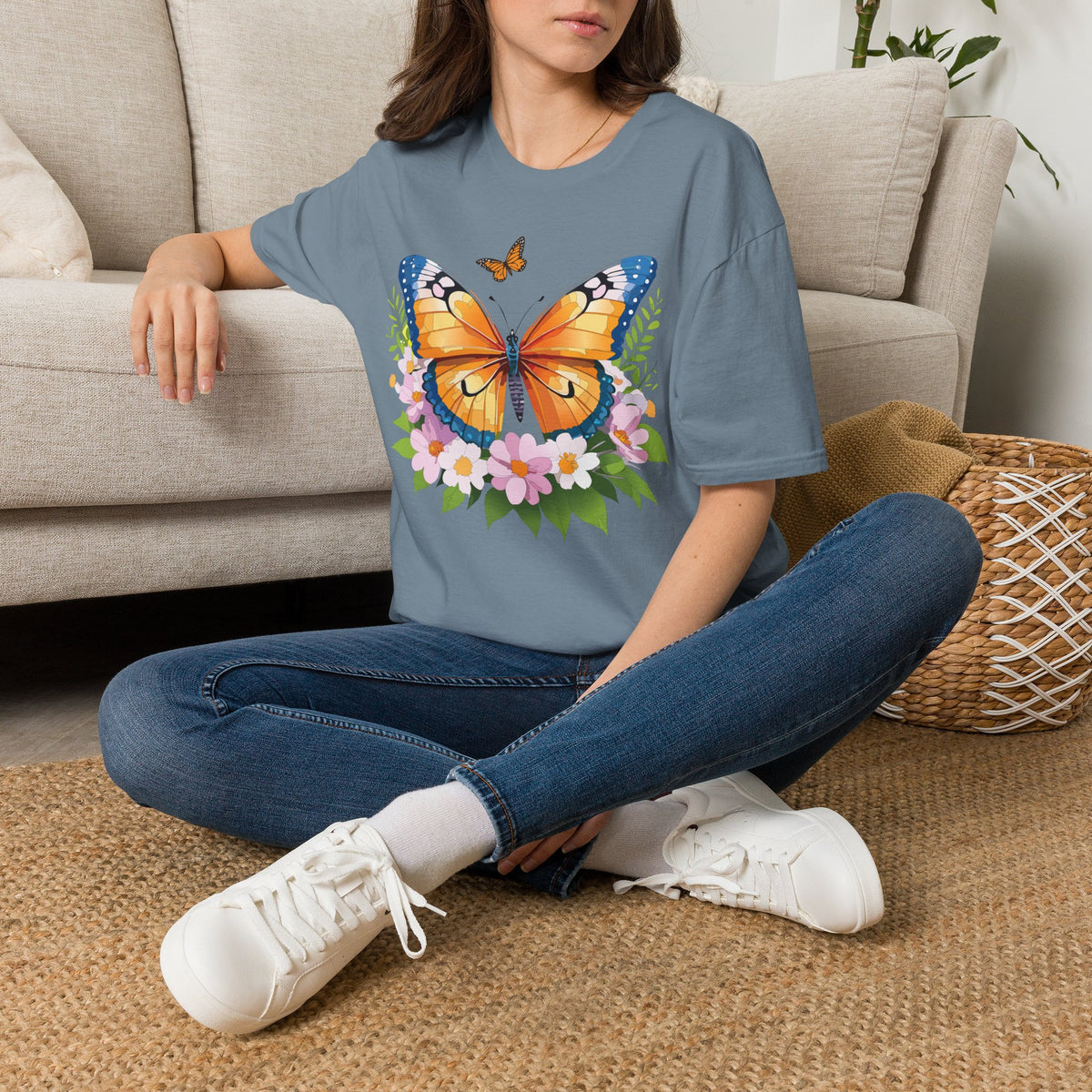 Monarch Butterfly Floral Butterfly Graphic Design Unisex 100 Cotton Gildan T-Shirt