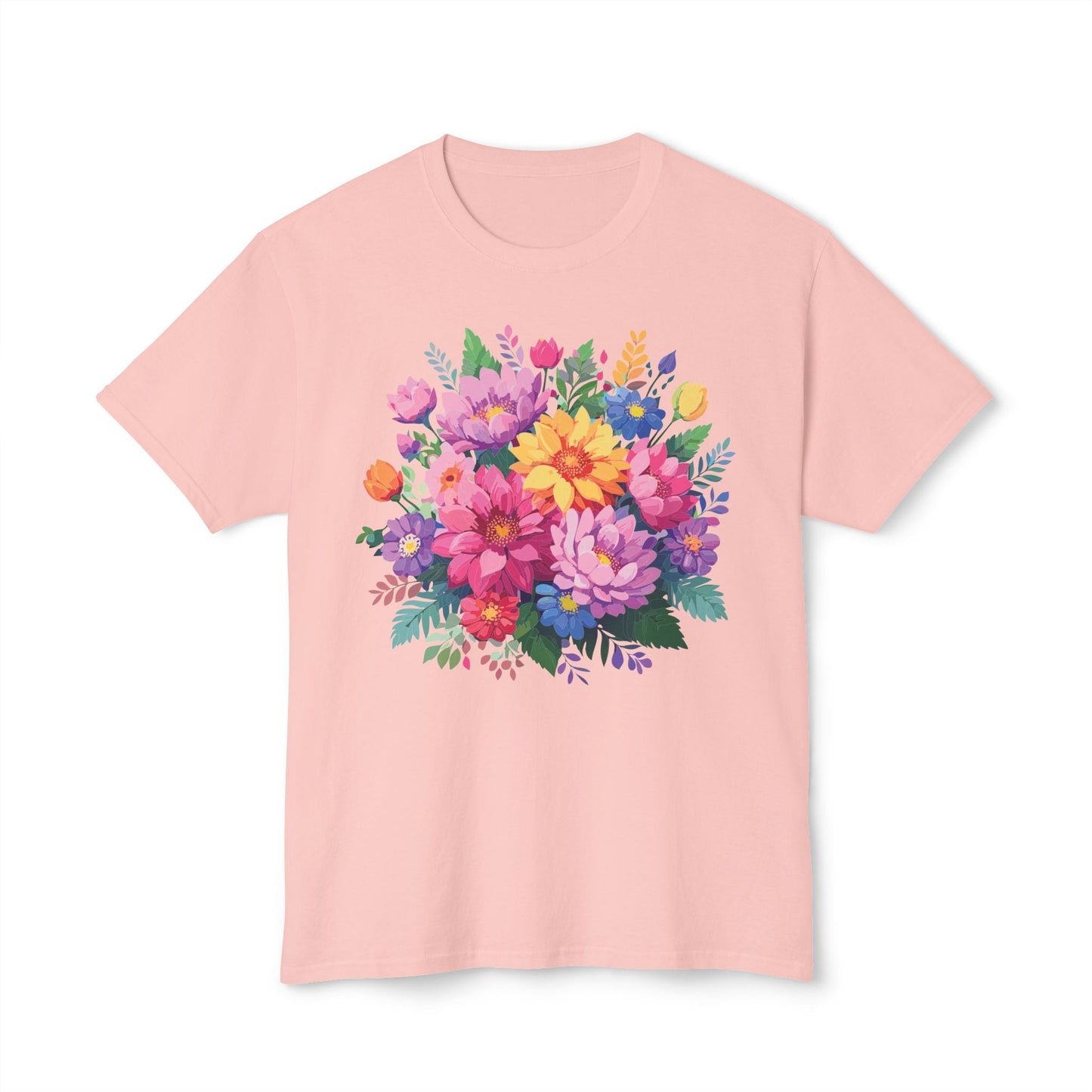 Unisex Floral T Shirt With Full Color Art Print Made In USA 100 Percent Cotton Breathable