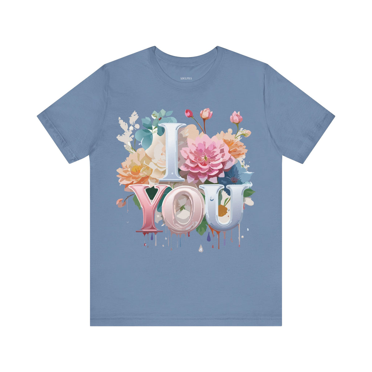Valentine's Day Graphic Unisex Cotton Bella+Canvas Tee with Floral Art Design d113