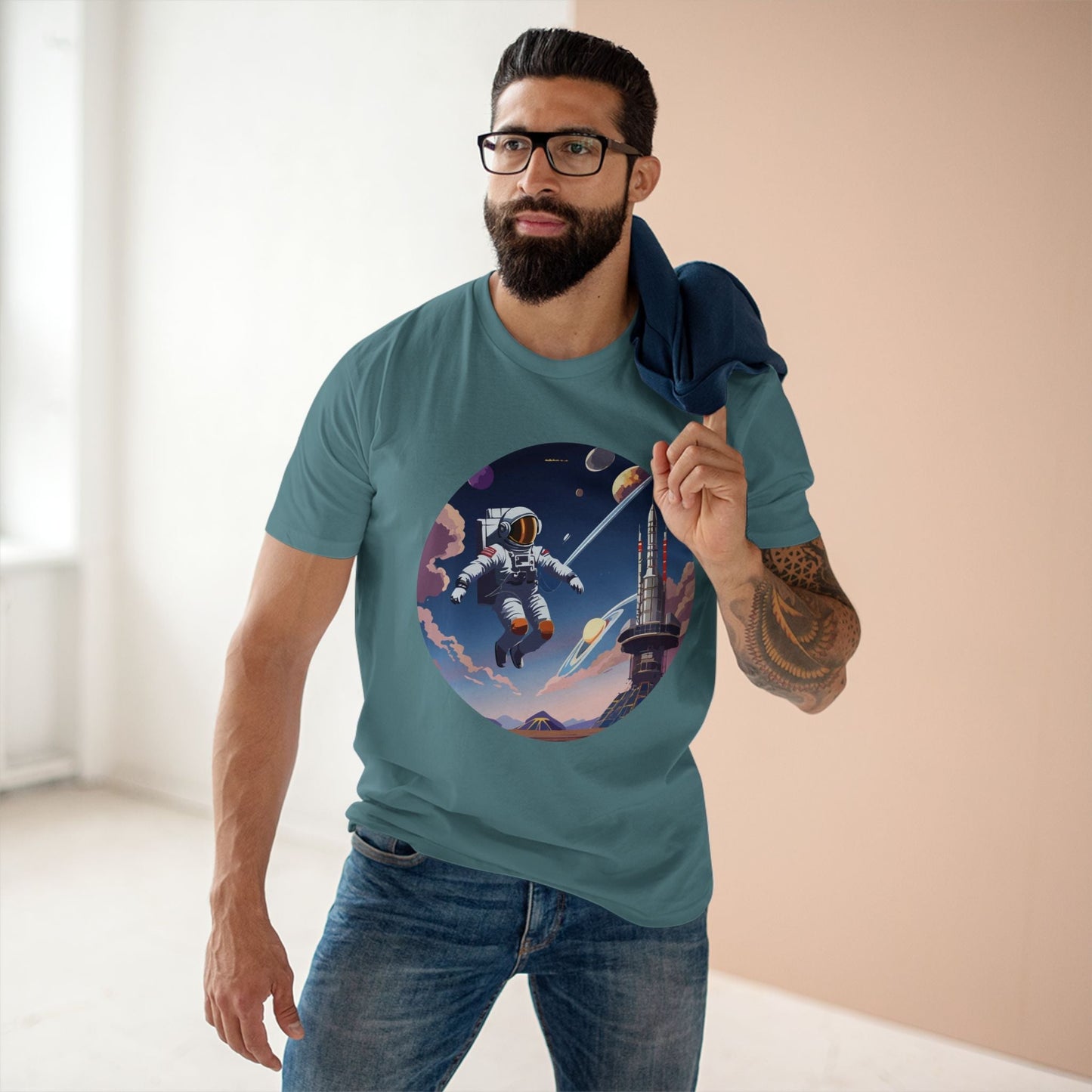 Cosmos Astronaut Shirt CS30 Unisex Premium Cotton Art Tee Featuring Retro2Nova Original Design