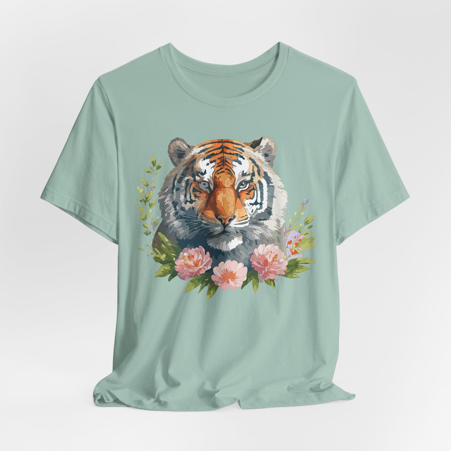 Floral Tiger Shirt, Animal Shirt, Tiger Tee, Unisex Tee, Floral T-shirt, T-Shirt with Animal