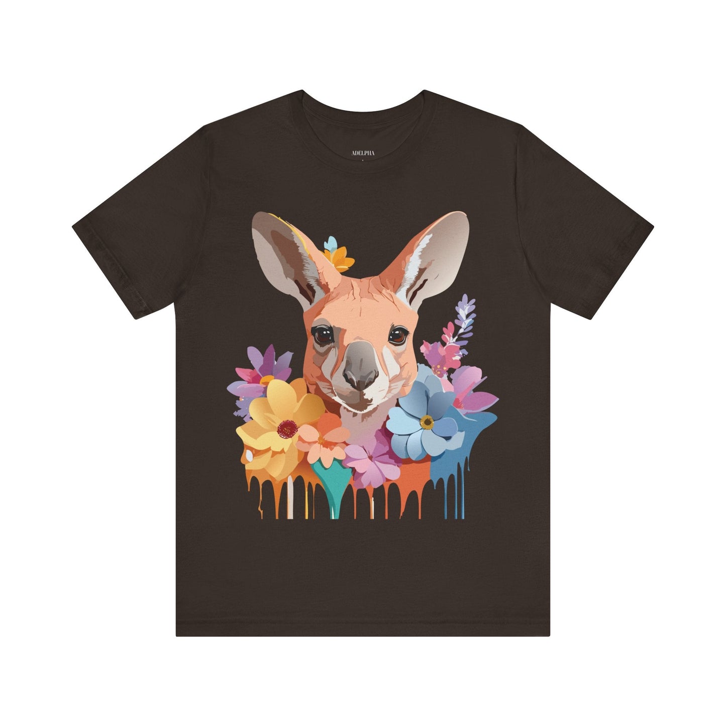 Adelpha Unisex Graphic Tee Kangaroo Art Design Short Sleeve Shirt Premium Vintage Inspired Comfort