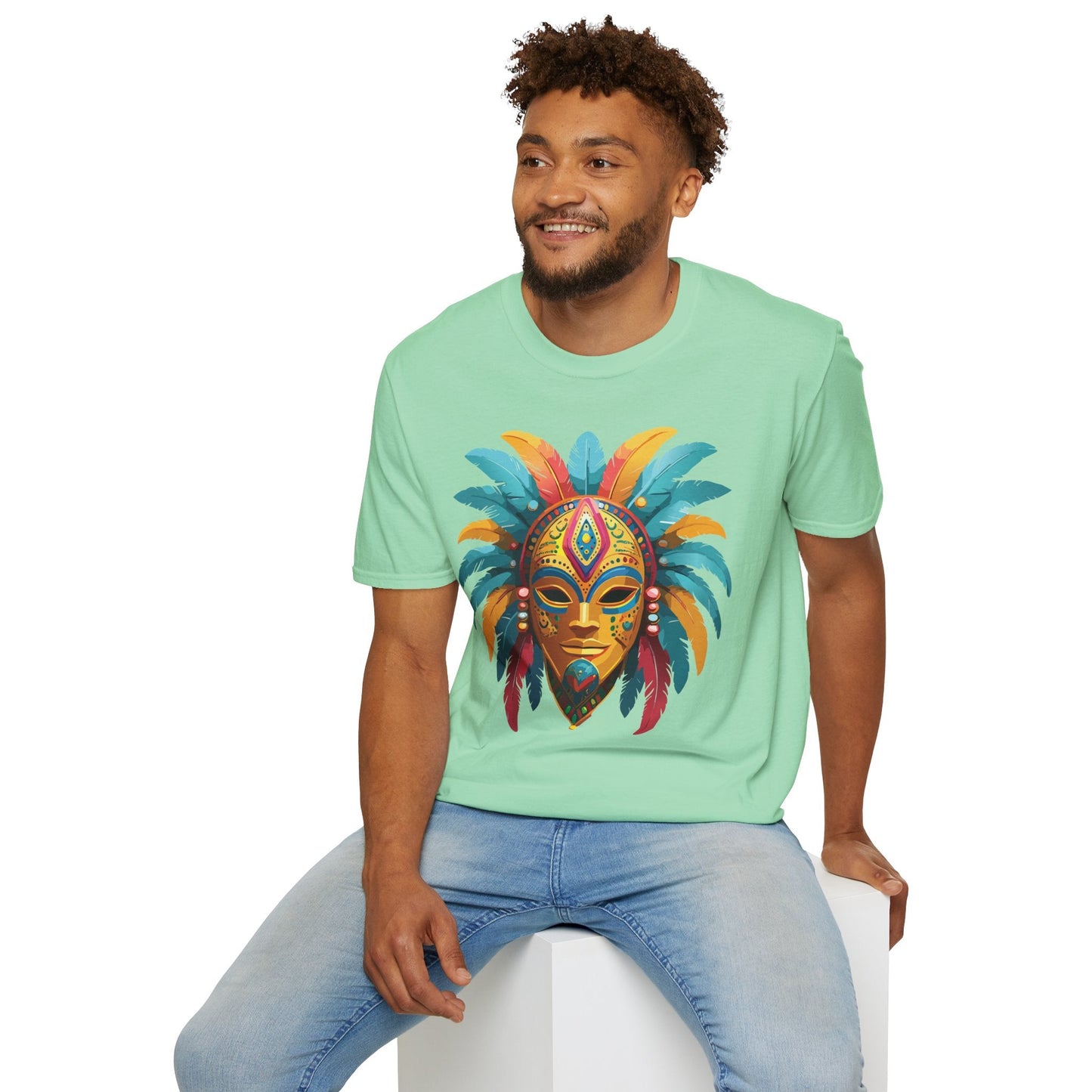 Unisex Mask Tee Shirt Masquerade Design Softstyle Gildan 64000 Comfortable Cotton Tee