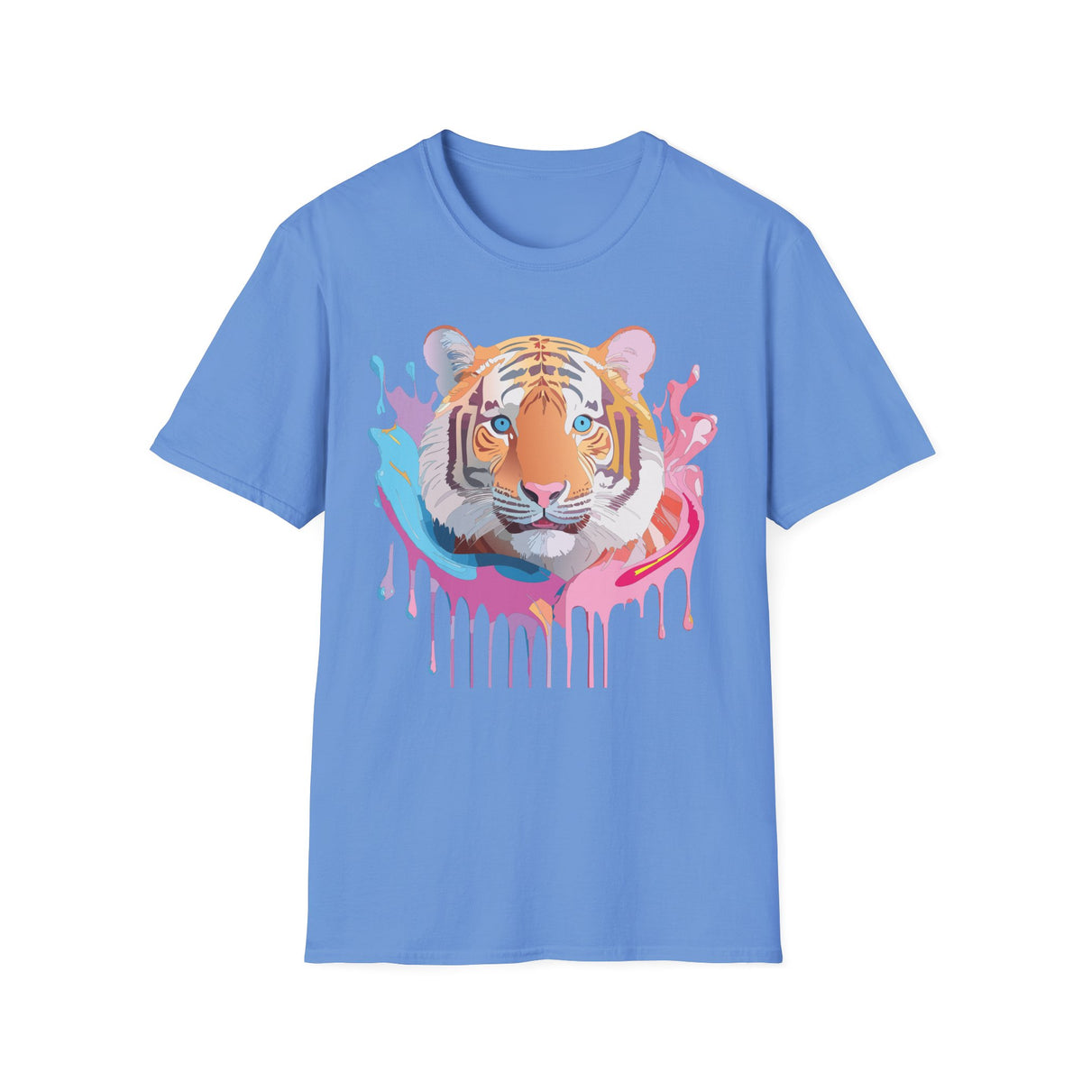 Colorful Tiger Face T-Shirt | Watercolor Drip Animal Graphic