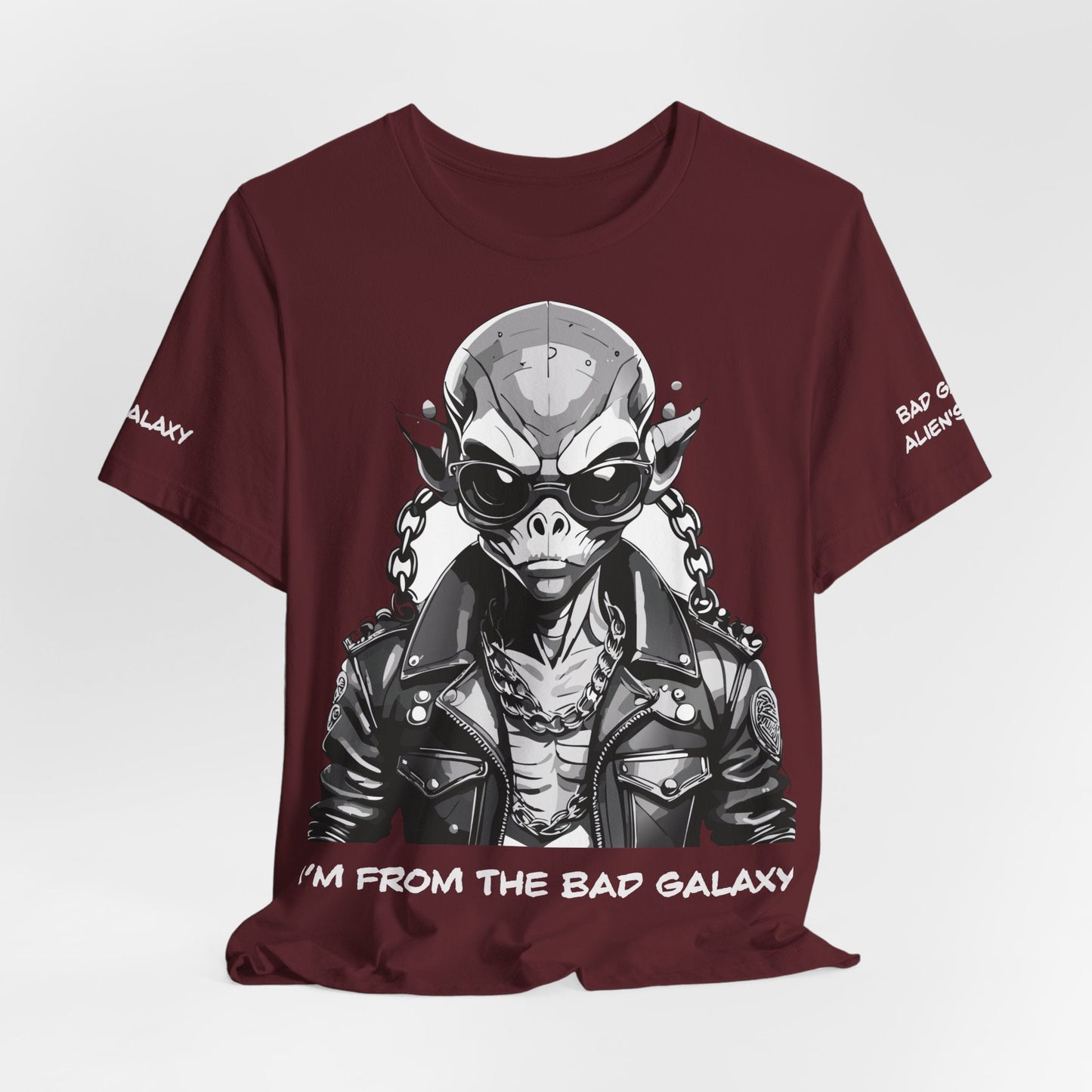 Graphic Cotton T Shirt Unisex Short Sleeve Alien Artwork By Bad Galaxy Premium Everyday Wear