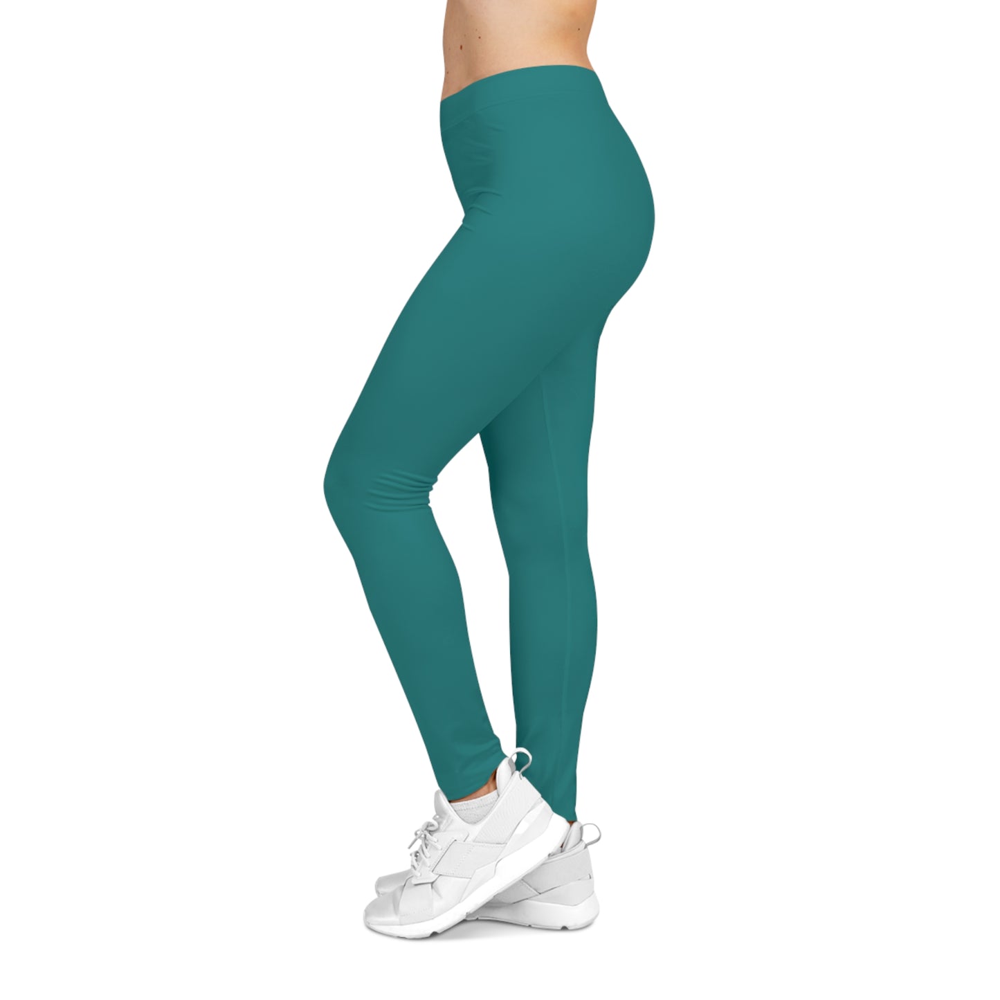 True Teal Color Women's Poly-Span Casual Leggings XS-2XL