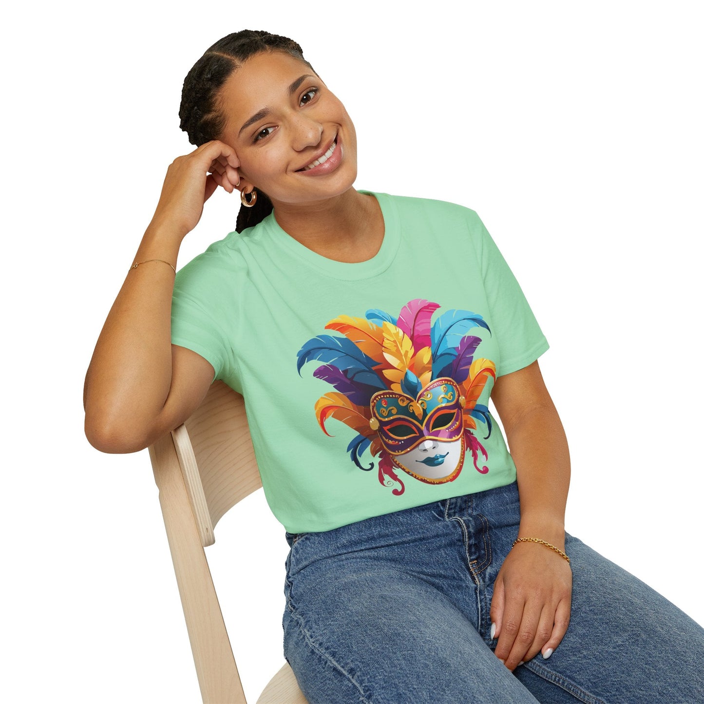 Mask Tee Shirt Unisex Masquerade Design Gildan Softstyle 64000 100 Percent Cotton
