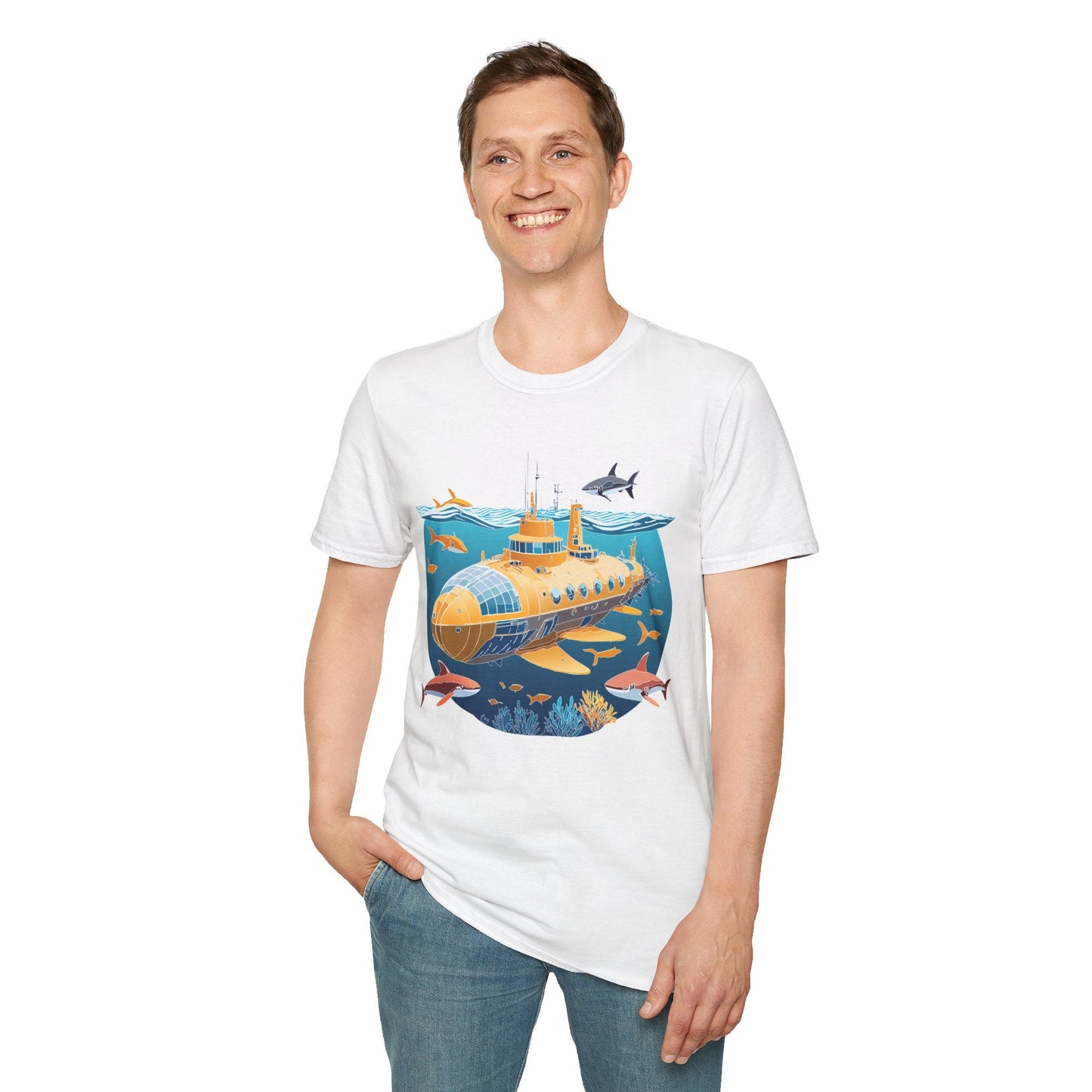 Ocean Themed Unisex Softstyle T Shirt 100 Percent Ring Spun Cotton U Boat Design Tee Everyday