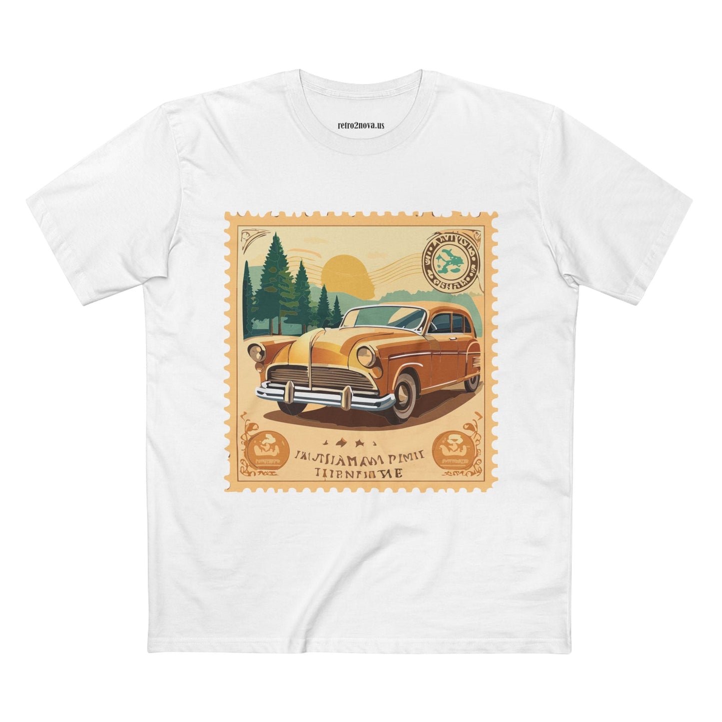 Retro2Nova Postage Stamp Shirt Unisex Premium Cotton Tee With Original Art Design