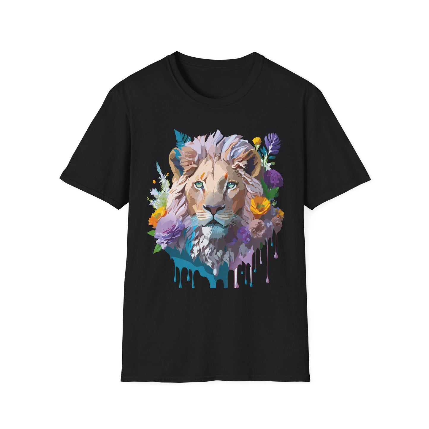 Unisex Lion Shirt Floral Lion Tee Animal Print Tee Gildan 64000