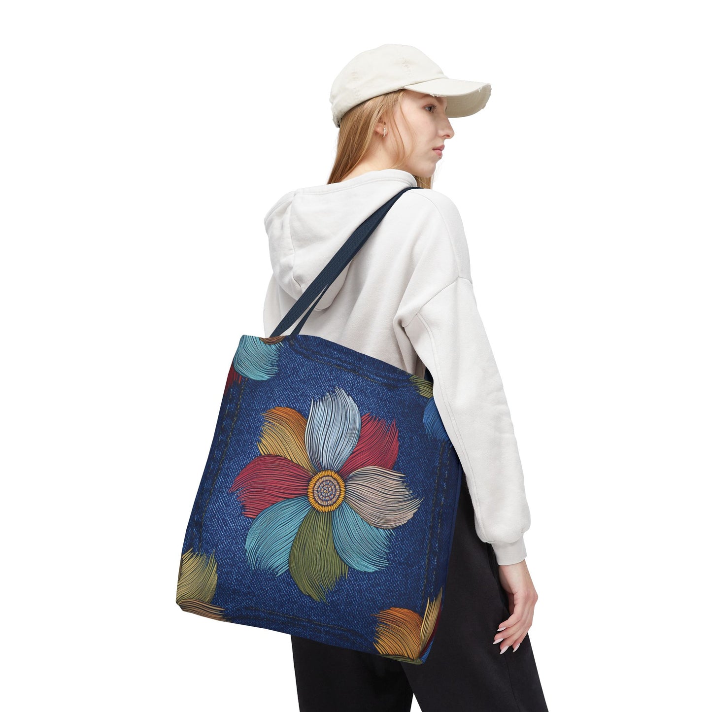 Denim Fabric Imitation Print Unisex Canvas Bag Poly Spun 3 Sizes Tote Bag 175